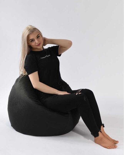 Fotoliu Relaxo, Material Textil - Black Velvet