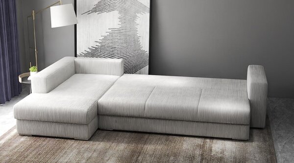 Colțar extensibil dumonde cu ladă de depozitare Gloria Zoom Cream 320x183 cm