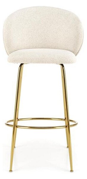 Scaun de bar H116, crem/auriu, stofa plusata, 50x59x101 cm
