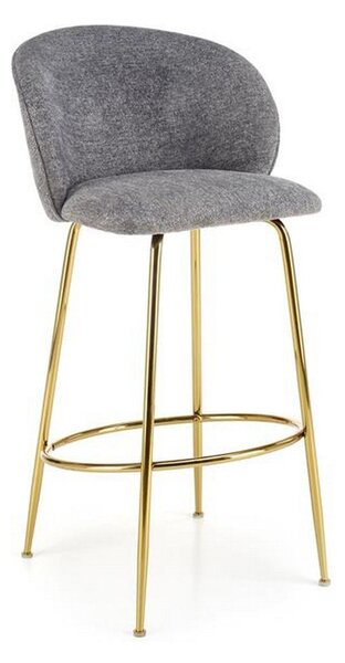 Scaun de bar H116, gri/auriu, stofa plusata, 50x59x101 cm
