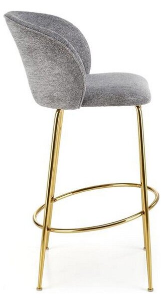 Scaun de bar H116, gri/auriu, stofa plusata, 50x59x101 cm