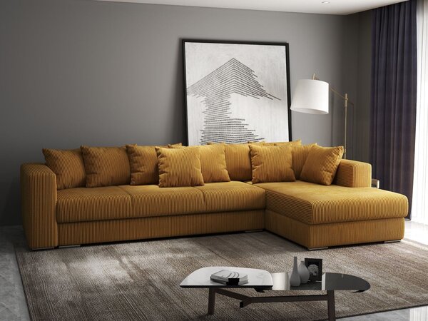 Colțar extensibil dumonde cu ladă de depozitare Gloria Zoom Mustar II 320x183 cm