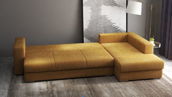 Colțar extensibil dumonde cu ladă de depozitare Gloria Zoom Mustar II 320x183 cm