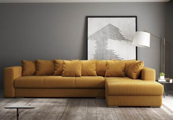 Colțar extensibil dumonde cu ladă de depozitare Gloria Zoom Mustar II 320x183 cm
