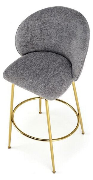 Scaun de bar H116, gri/auriu, stofa plusata, 50x59x101 cm
