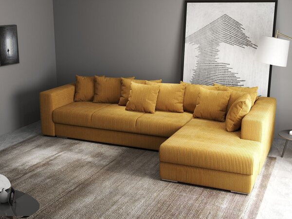 Colțar extensibil dumonde cu ladă de depozitare Gloria Zoom Mustar II 320x183 cm