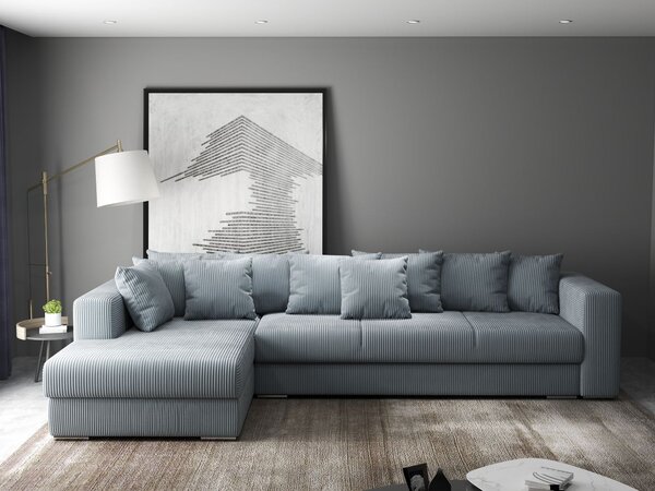 Colțar extensibil dumonde cu ladă de depozitare Gloria Zoom Grey 320x183 cm