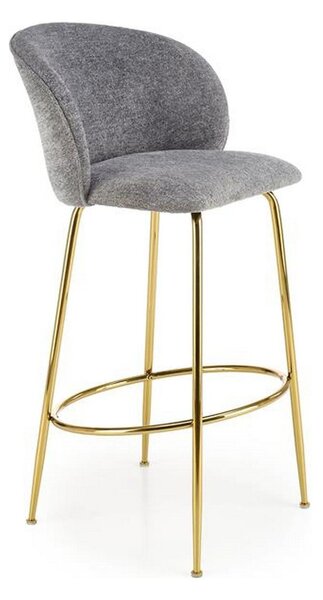 Scaun de bar H116, gri/auriu, stofa plusata, 50x59x101 cm