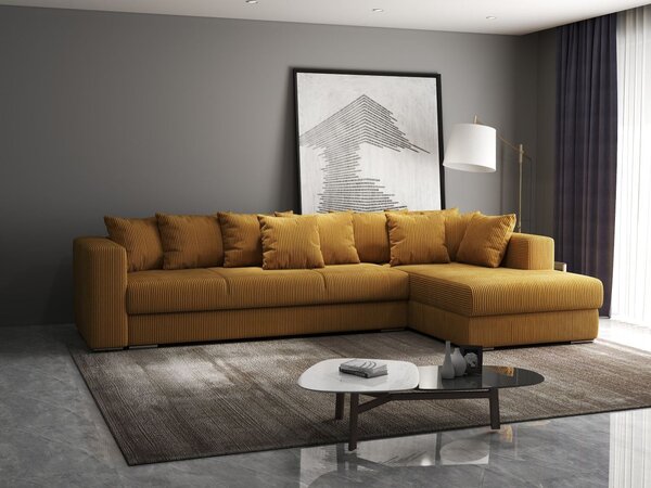 Colțar extensibil dumonde cu ladă de depozitare Gloria Zoom Mustar II 320x183 cm
