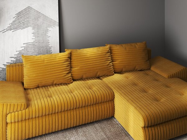 Colțar extensibil dumonde cu ladă de depozitare Leonardo Ambience Mustar 260x185 cm II