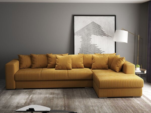 Colțar extensibil dumonde cu ladă de depozitare Gloria Zoom Mustar II 320x183 cm