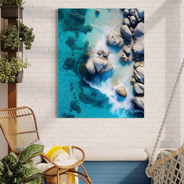 Tablou Canvas Premium LuxCanva® A1492, Sea Stone , Room, Pietre, Stanci, Mare, Turcoaz, Dormitor, Culori Vibrante