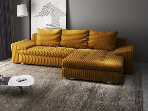 Colțar extensibil dumonde cu ladă de depozitare Leonardo Ambience Mustar 260x185 cm II