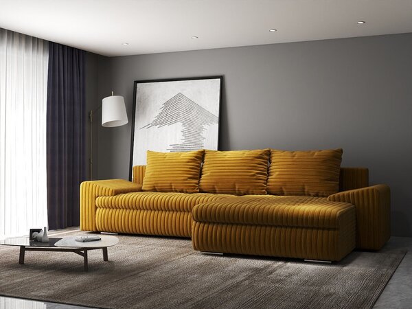 Colțar extensibil dumonde cu ladă de depozitare Leonardo Ambience Mustar 260x185 cm II
