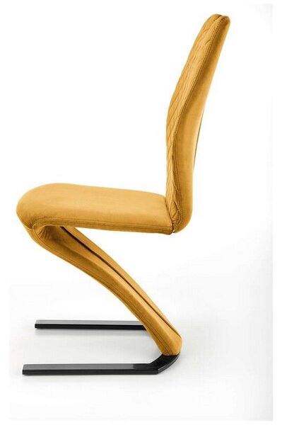 Scaun tapitat K442, galben, stofa catifelata, 46x61x102 cm