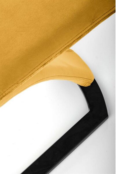 Scaun tapitat K442, galben, stofa catifelata, 46x61x102 cm
