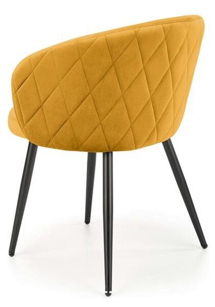 Scaun tapitat K430, galben, stofa catifelata, 61x54x77 cm