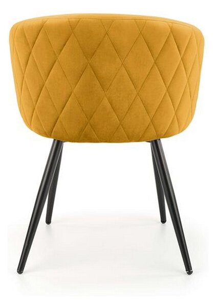 Scaun tapitat K430, galben, stofa catifelata, 61x54x77 cm
