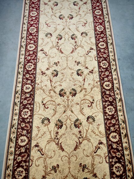 Traversa Hol, Model Clasic 523 120, Festonata, Latime 60 cm, Crem Rosu 60 x 1000