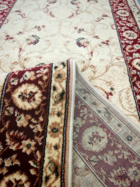Traversa Hol, Model Clasic 523 120, Festonata, Latime 60 cm, Crem Rosu 60 x 1000