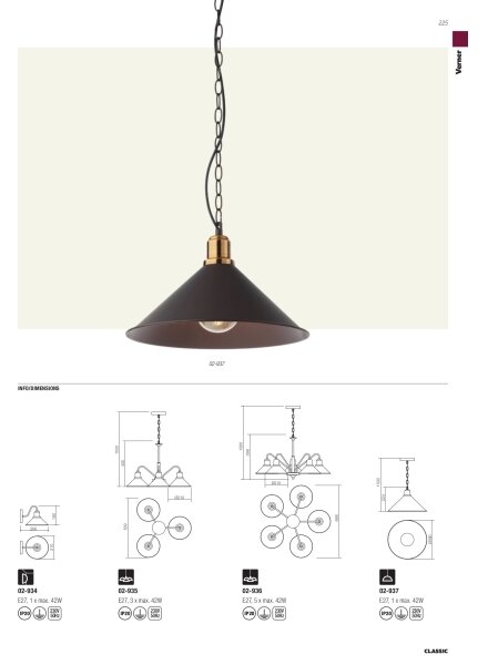Redo 02-934 - Aplică perete VERNER 1xE27/42W/230V