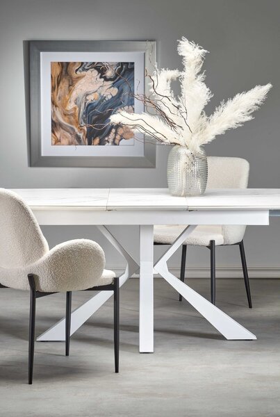 Scaun K477, crem/negru, stofa/metal, 58x58x89 cm