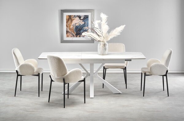 Scaun K477, crem/negru, stofa/metal, 58x58x89 cm