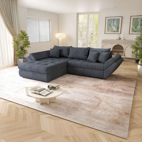 Colțar extensibil dumonde cu ladă de depozitare Loana Enjoy Antracit 270x185 cm
