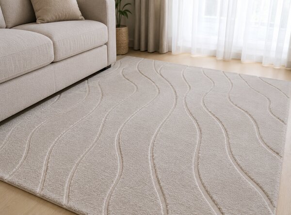 Covor Sufragerie Dormitor, Model Oksi 38012 202, Bej 60x110