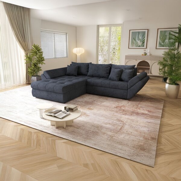 Colțar extensibil dumonde cu ladă de depozitare Loana Enjoy Antracit 270x185 cm