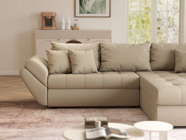 Colțar extensibil dumonde cu ladă de depozitare Loana Enjoy Camel II 270x185 cm