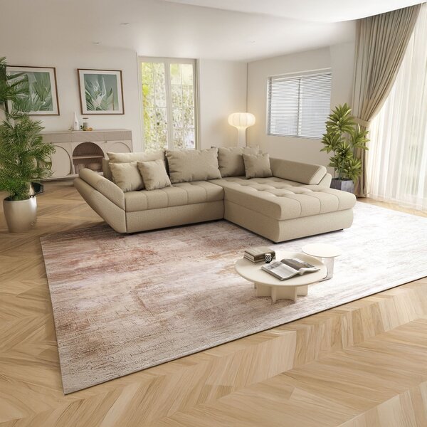 Colțar extensibil dumonde cu ladă de depozitare Loana Enjoy Camel II 270x185 cm