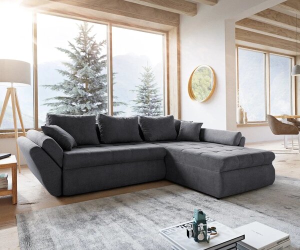 Colțar extensibil dumonde cu ladă de depozitare Loana Enjoy Grafit II 270x185 cm