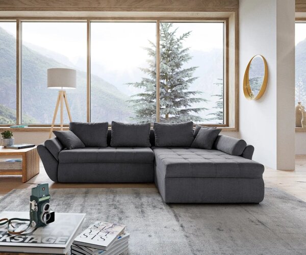 Colțar extensibil dumonde cu ladă de depozitare Loana Enjoy Grafit II 270x185 cm