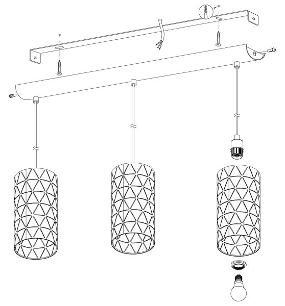 Eglo 98353 - Lustră pe cablu RAMON 3xE27/40W/230V