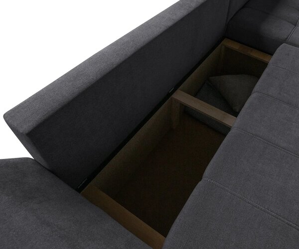 Colțar extensibil dumonde cu ladă de depozitare Loana Enjoy Grafit II 270x185 cm