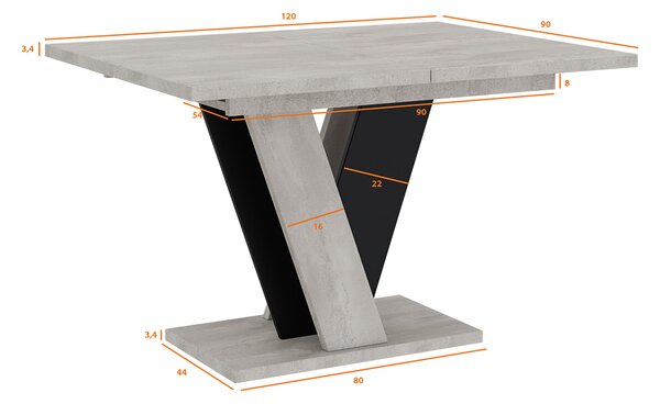 Masă de sufragerie Venag (gri deschis + Negru) (pentru 4 până la 6 persoane). 1055269