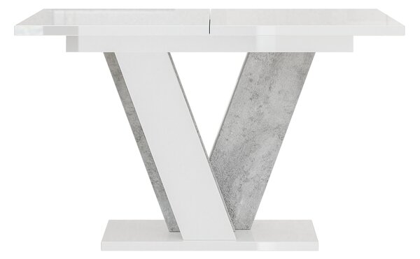 Masă de sufragerie Venag (alb lucios + piatră) (pentru 4 până la 6 persoane). 1055271