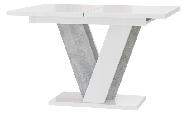 Masă de sufragerie Venag (alb lucios + piatră) (pentru 4 până la 6 persoane). 1055271