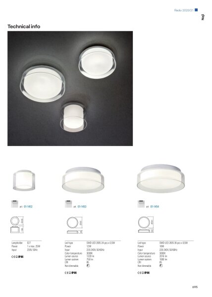 Redo 01-1454 - Plafonieră baie LED NAJI LED/18W/230V IP44