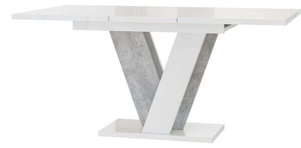 Masă de sufragerie Venag (alb lucios + piatră) (pentru 4 până la 6 persoane). 1055271