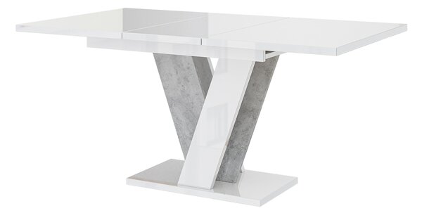 Masă de sufragerie Venag (alb lucios + piatră) (pentru 4 până la 6 persoane). 1055271