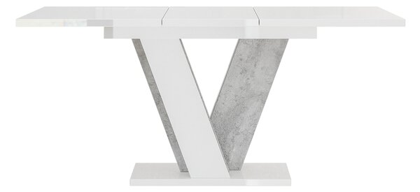 Masă de sufragerie Venag (alb lucios + piatră) (pentru 4 până la 6 persoane). 1055271