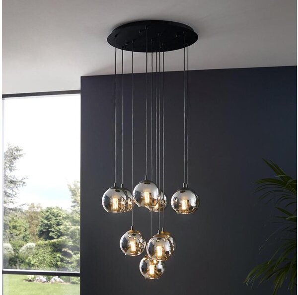 Eglo 98654 - Candelabru suspendat ARISCANI, 10 x E27, 40 W, 230 V, negru/crom lucios