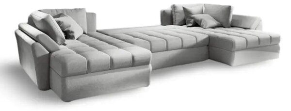 Colțar extensibil dumonde cu ladă de depozitare Loana U Enjoy Silver 375x185 cm