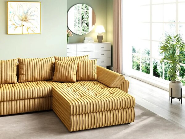 Colțar extensibil dumonde cu ladă de depozitare Loana U Ambience Mustar 375x185 cm