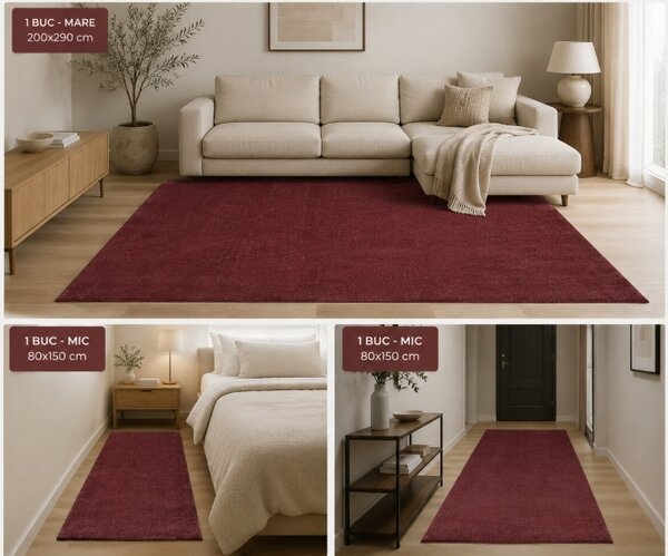 Covor Belgian Living Dormitor, Fargo 71501 010, Bordo Set 80x150 cm -2 buc si 200 x 290 cm -1 buc 80 x 150 -2/ 200 x 290 -1