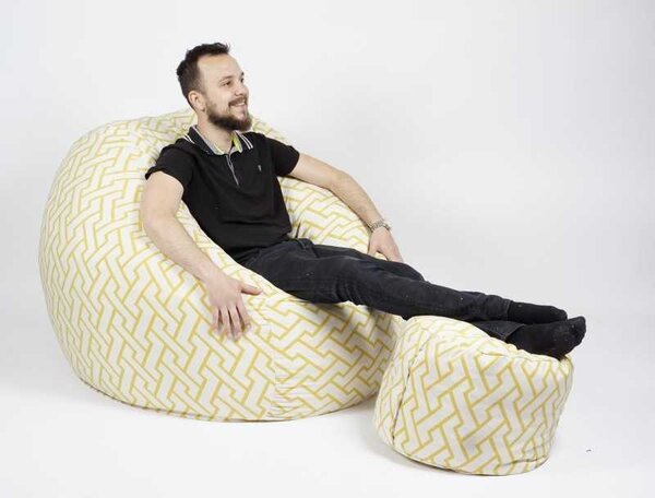Set Fotoliu King Size cu Otoman (suport picioare), Material Textil - Zappity Yellow