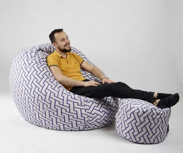 Set Fotoliu King Size cu Otoman (suport picioare), Material Textil - Zappity Purple