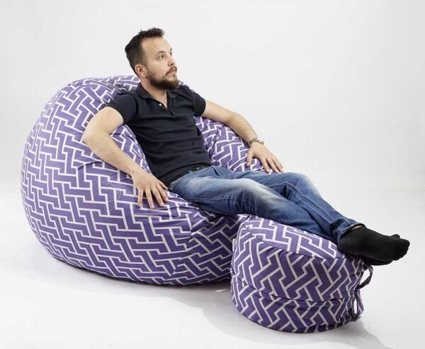 Set Fotoliu King Size cu Otoman (suport picioare), Material Textil - Zippity Purple